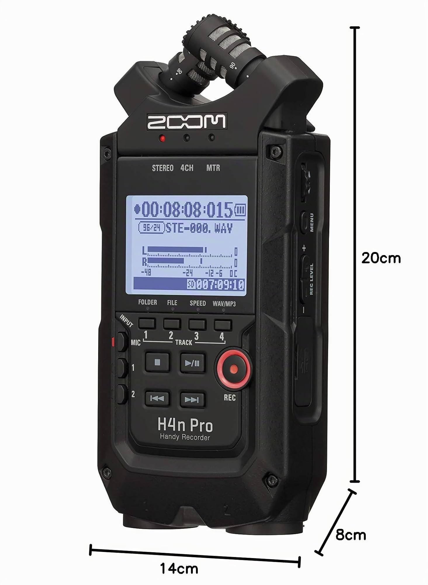 Zoom - H4nPro/BLK - Enregistreur 4 Pistes Portable, sdhc - Couple Microphone X/Y et 2X entrées XLR Combo - modélisations d'ampli - Finition Noir