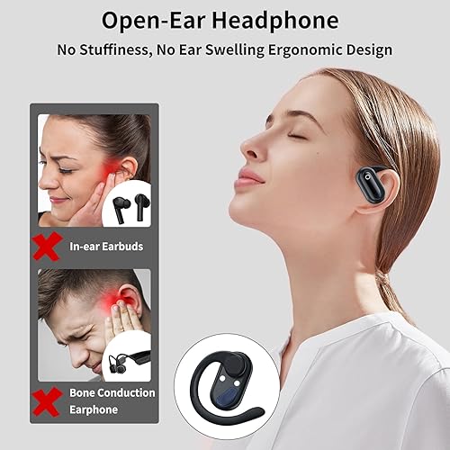 Miniatura 2 de Auriculares inalámbricos Bluetooth 5.3 para iPhone 15 Pro Max 14 Pro Samsung S24 Ultra S23 FE Auriculares abiertos Auriculares giratorios con gancho