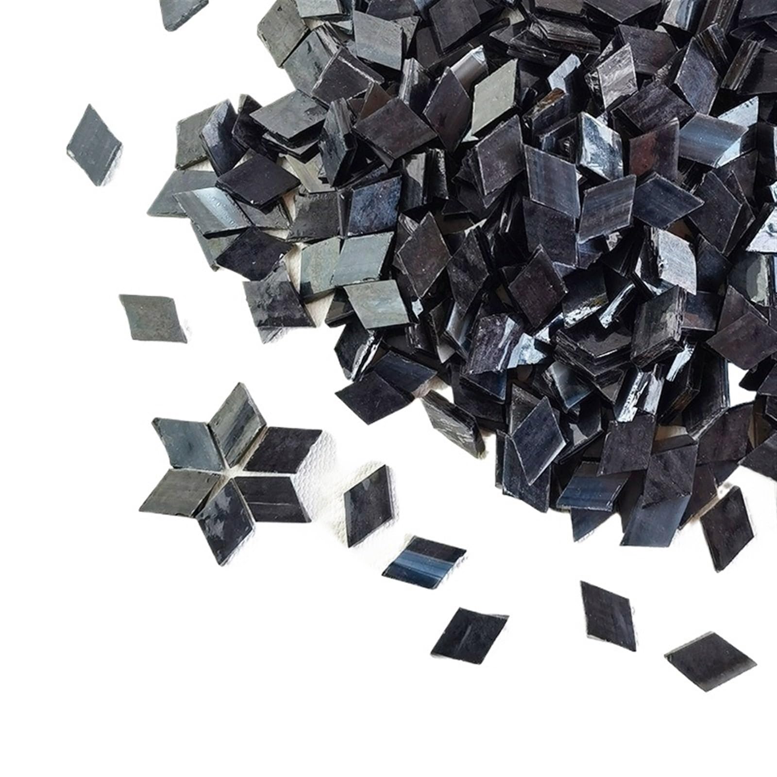 Mosaic Pieces 115g/4oz (Approx. 200pcs) Rhombic Mica Mosaic Tiles Translucent Micaceous Tile DIY Craft Materials Candleholder/Lampshade/Window for Home Garden Decoration Art Projects(Grey)