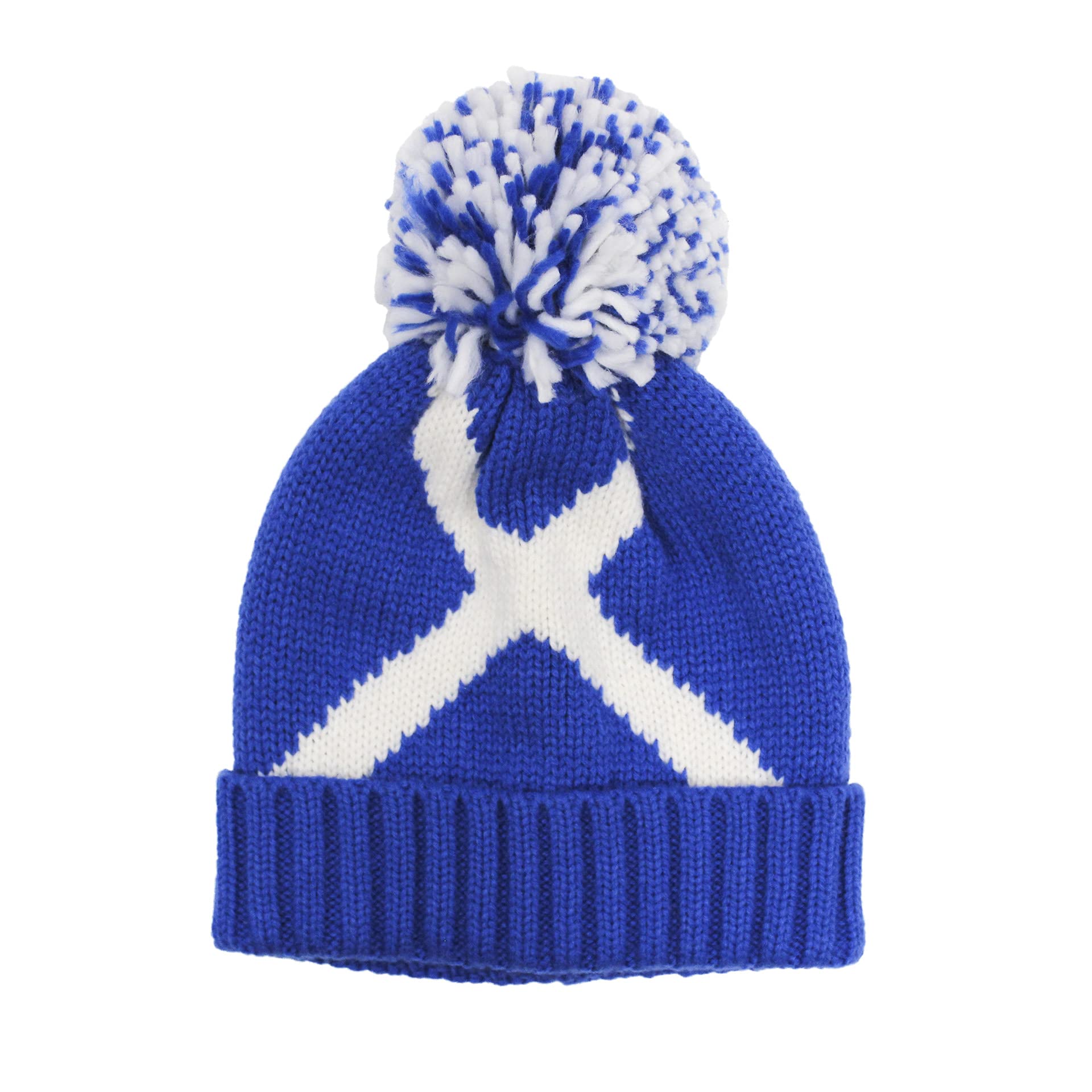 Eurostick Unisex Saltire Scotland Wales Ireland City Bobble Pom Pom Beanie Hat (Saltire)