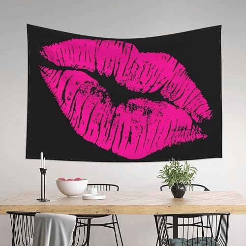 Miniatura 1 de KOSUES Tapiz de labios de beso rosa intenso de los años 80 para colgar en la pared, telón de fondo de pared, póster de habitación, decoración