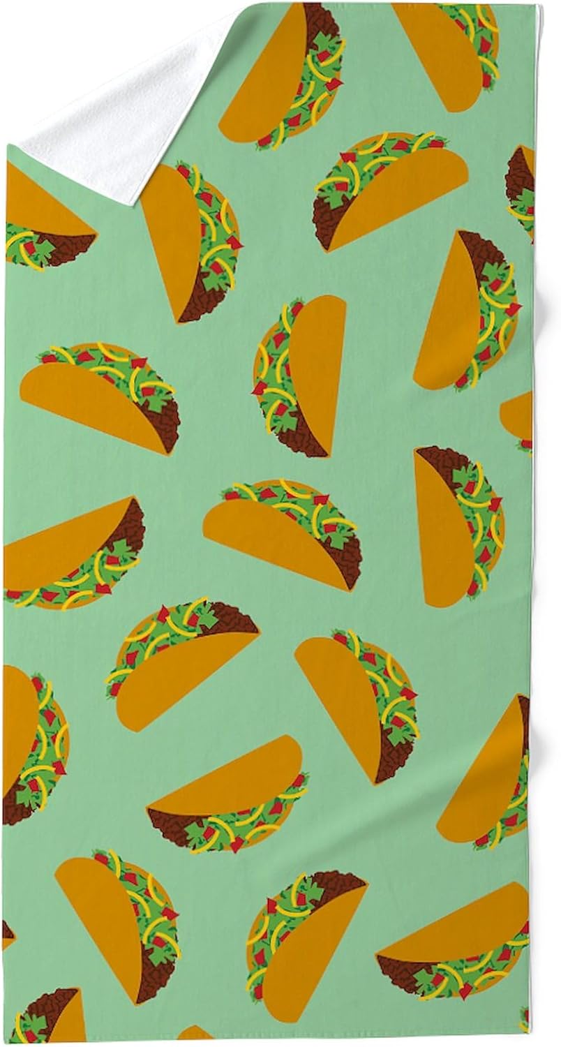 CafePress Taco Pattern 30"x60" Absorbent Cotton Back, Soft Beach, Pool Towel