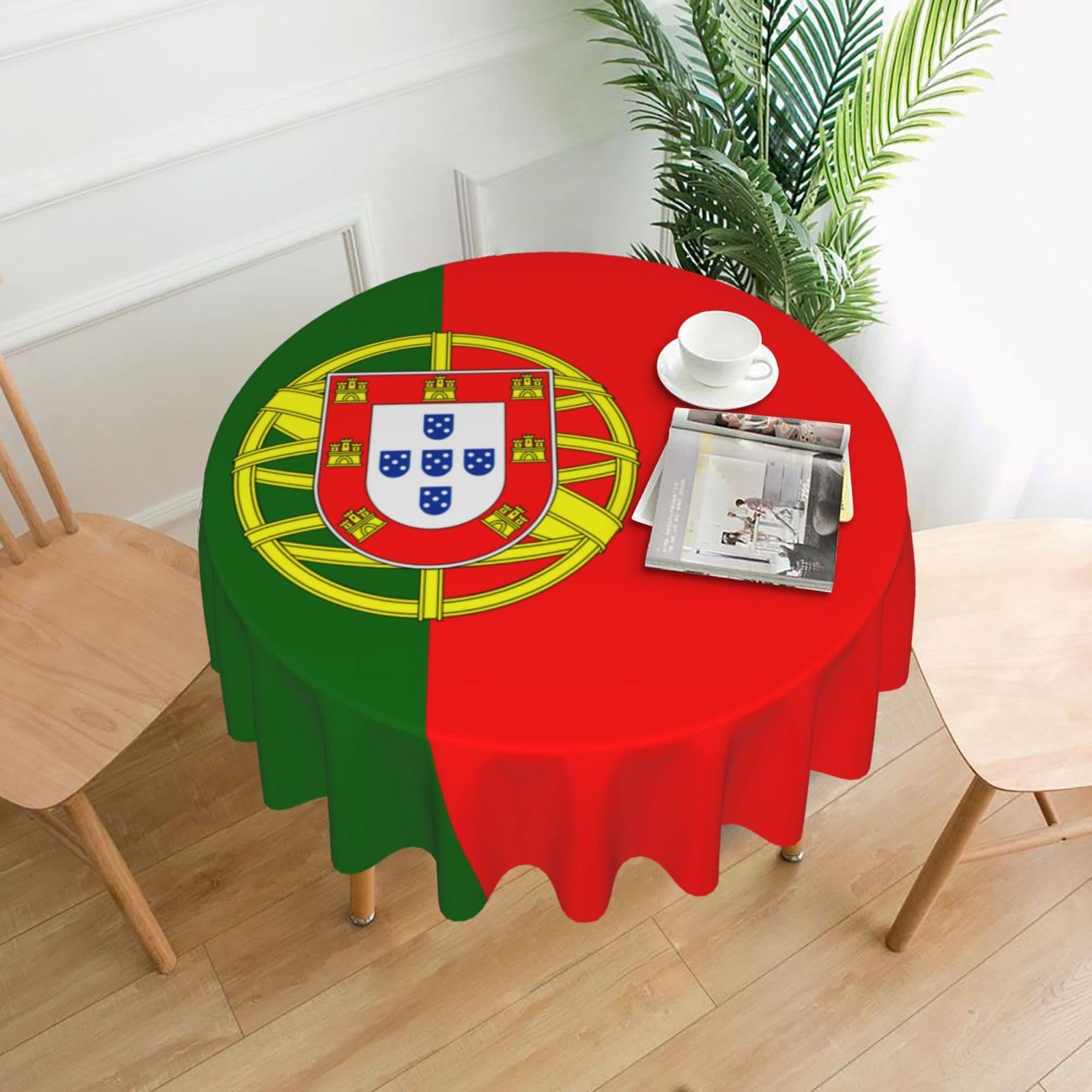 ZHAOUR Portuguese Flag Print Round Washable Tablecloth – Table Cover