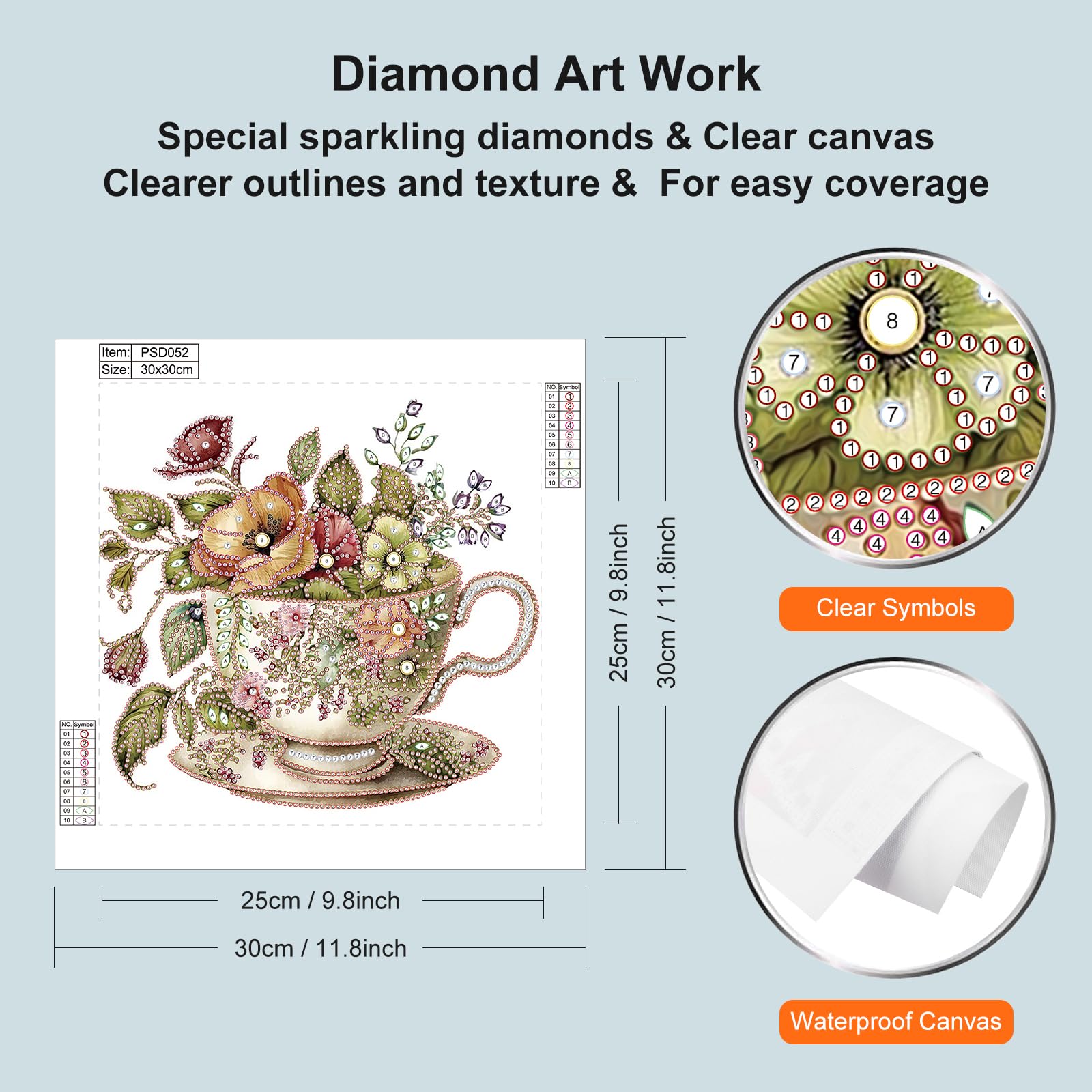 WSLWXSHM 5D Special Shape Diamond Art Kits for Beginners, Diamond Painting Kits for Adults, Crystal Rhinestones Diamond Painting for Home Wall Decoration Gift 12×12inch/30×30cm, Cup Flower