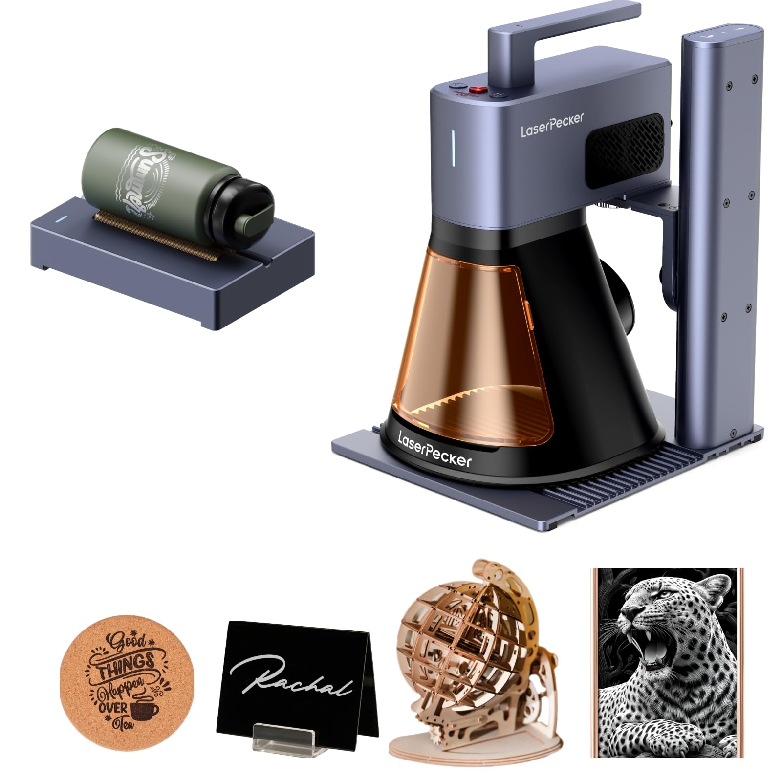 LaserPecker LP2 Plus Laser Engraver – 10W Portable 4000mm/s High-Speed Machine for DIY Gifts, Logos, Home Decor & Tumblers, Rotary Engraving & Cutting on Wood, Leather & Coated Metal