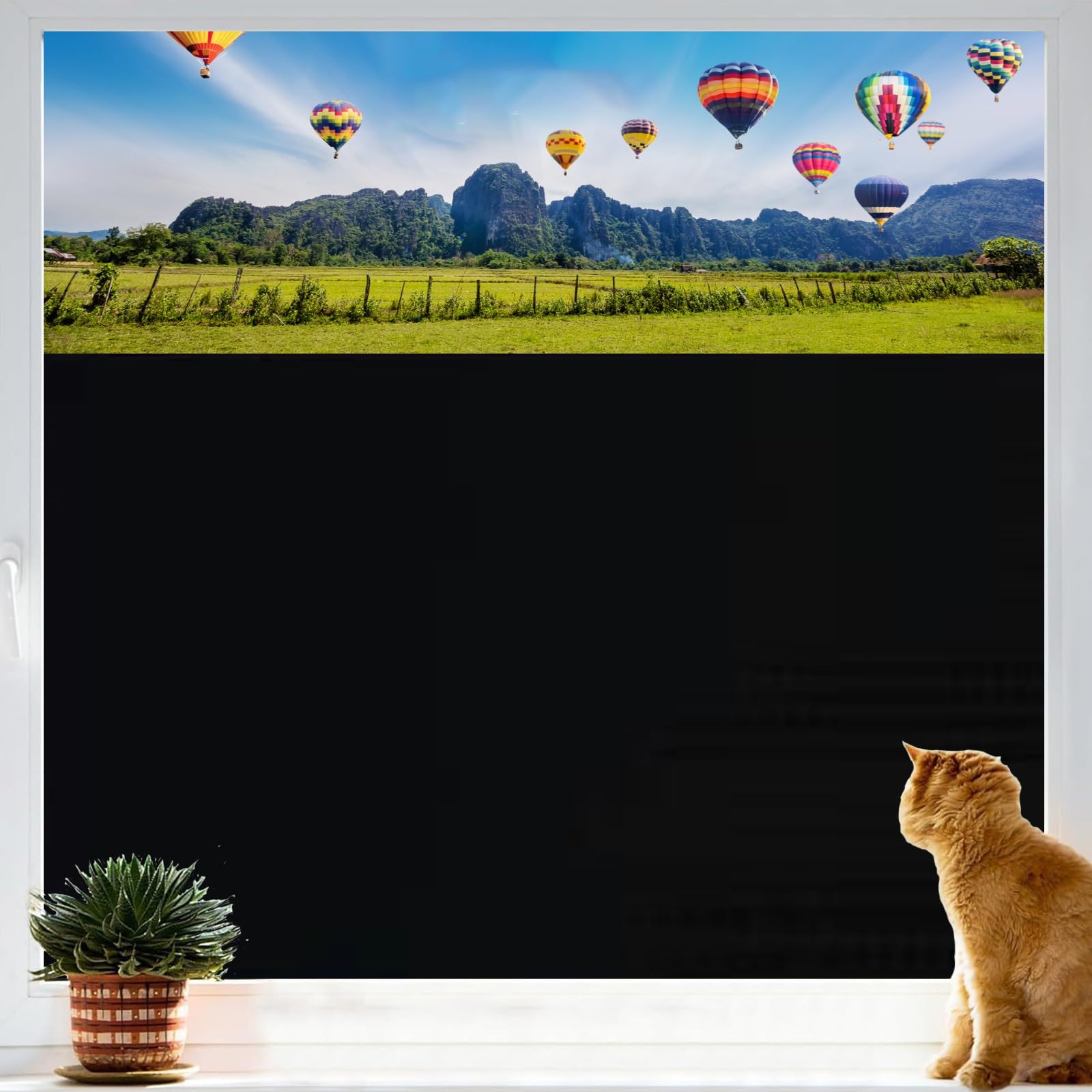 Fensterfolie Verdunkelungsfolie 120 x 200 cm Statisch Haftend Anti-Uv Kein Kleber Wiederverwendbar Sonnenschutz Fensterfolie für Innen für Fenster Innen & Außen, Schwarz