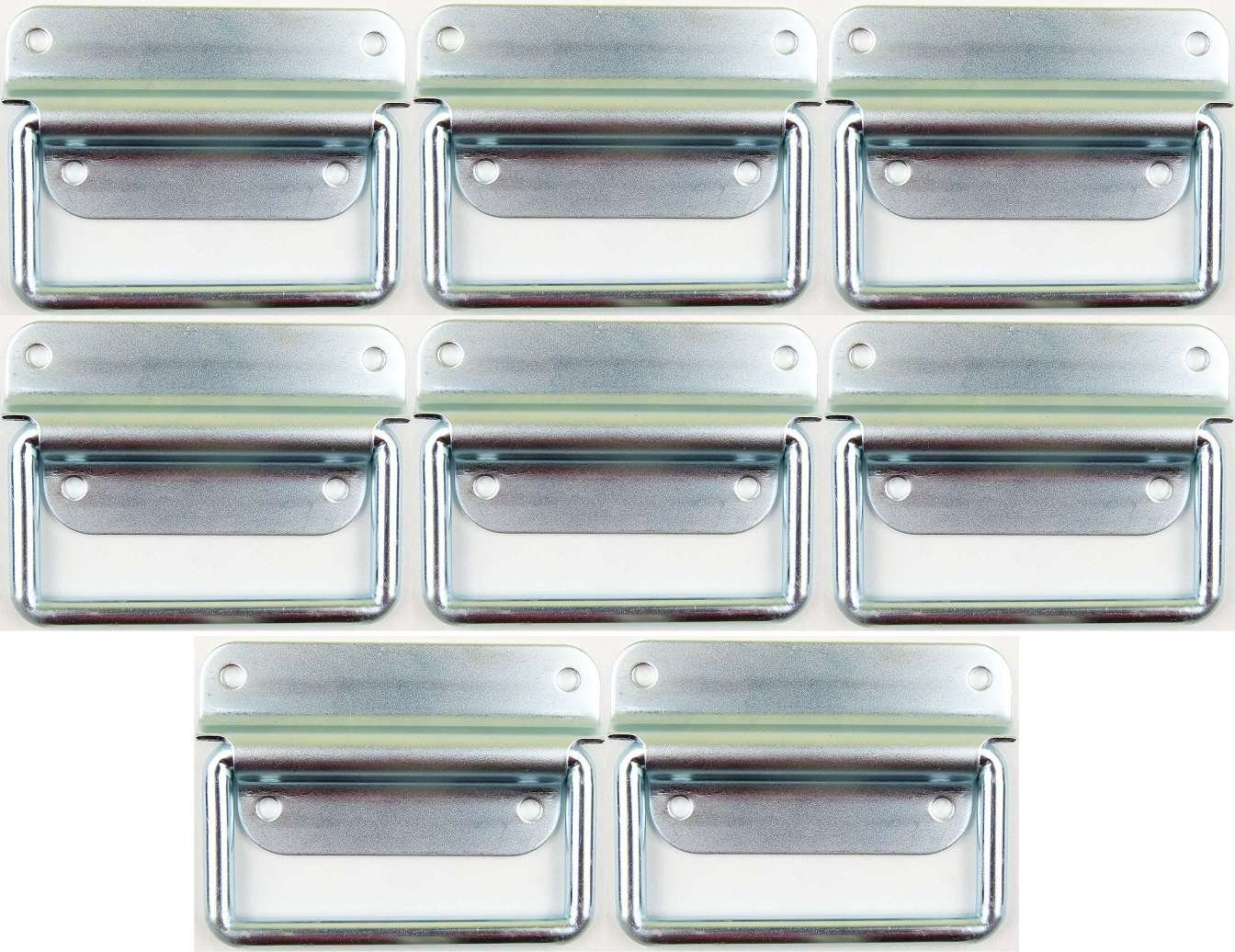 Adam Hall Hardware 3440 M8 AH - 8er Set Klappgriff / Kistengriff silber 4-Loch zweiteilig