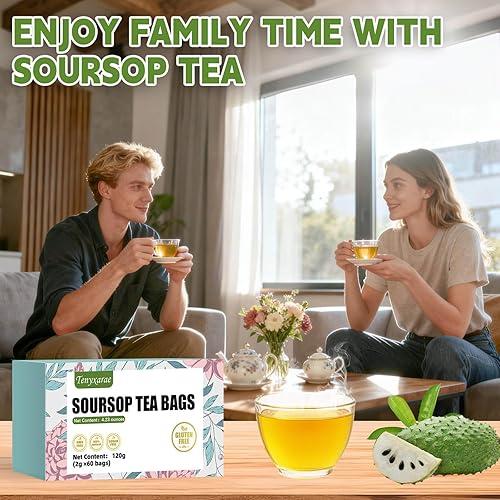 Miniatura 6 de Bolsas de té de guanábana orgánica, 60 bolsitas de té, 0.07 ozbolsa, hechas con hojas de guanábana 100% naturales. Ayuda con la digestión y mejora