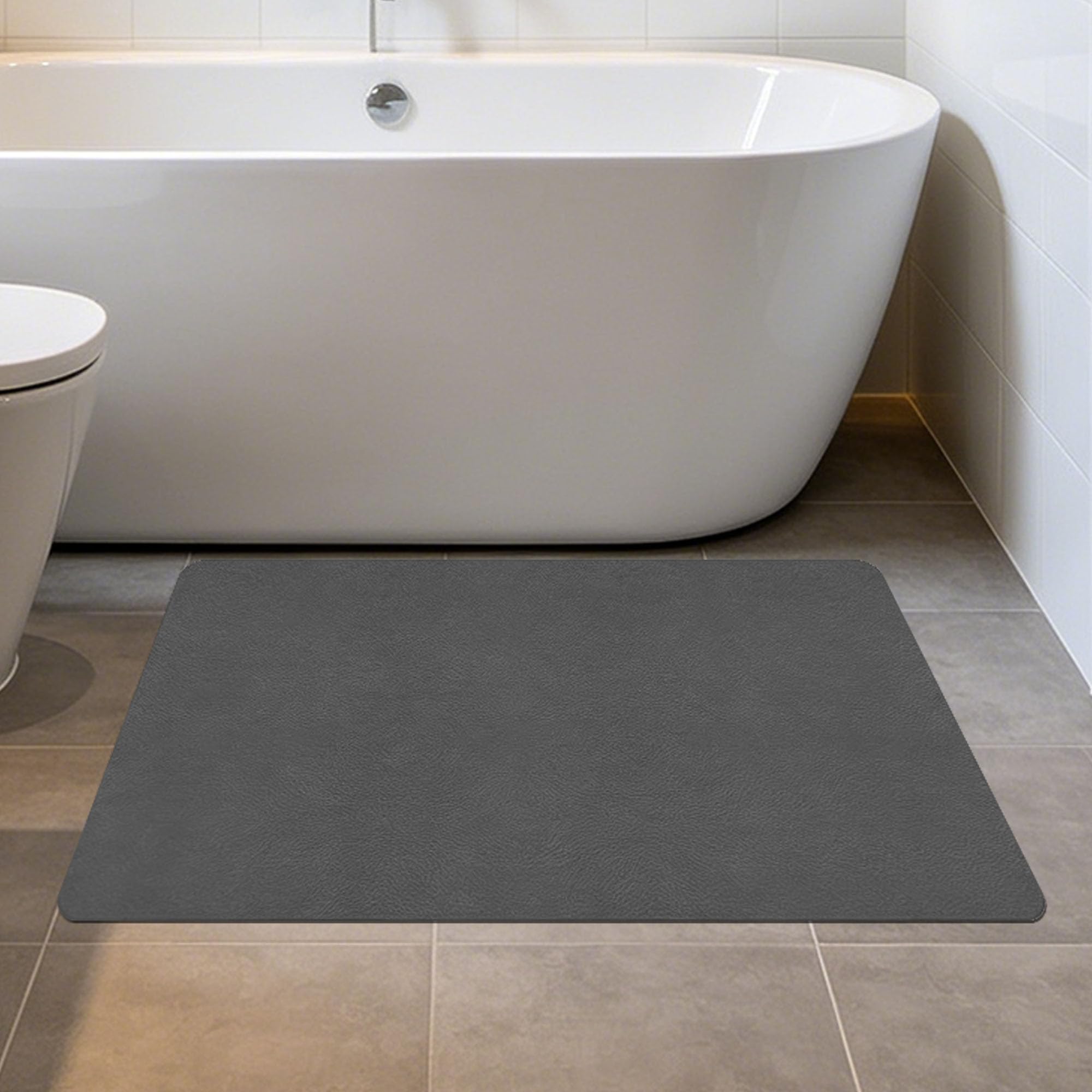 Super Absorbierende Steinmatte 65 x 108 cm Schnell Trocknend Hygienischer Duschvorleger Schmutzabweisend für Badezimmer, Dusche Waschbecken, Dunkelgrau