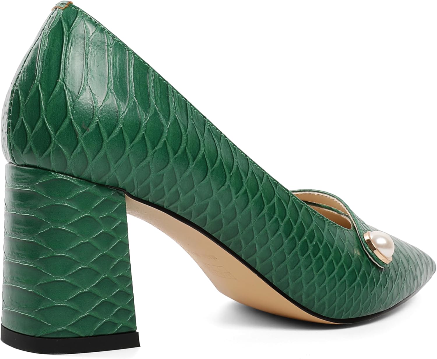 AUMOTED Women's Chunky Block Heel Pumps Pointed Toe Slip On Chunky Mid Heels Ladies Work Office Dress Shoes 2.5 Inches - Image 6