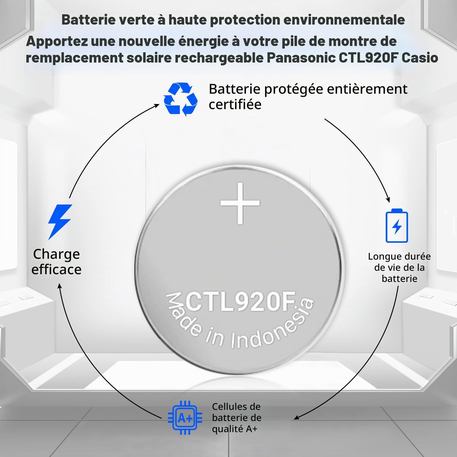 CTL920F Batterie solaire de rechange compatible avec Panasonic CTL920F Batterie solaire de montre Casio