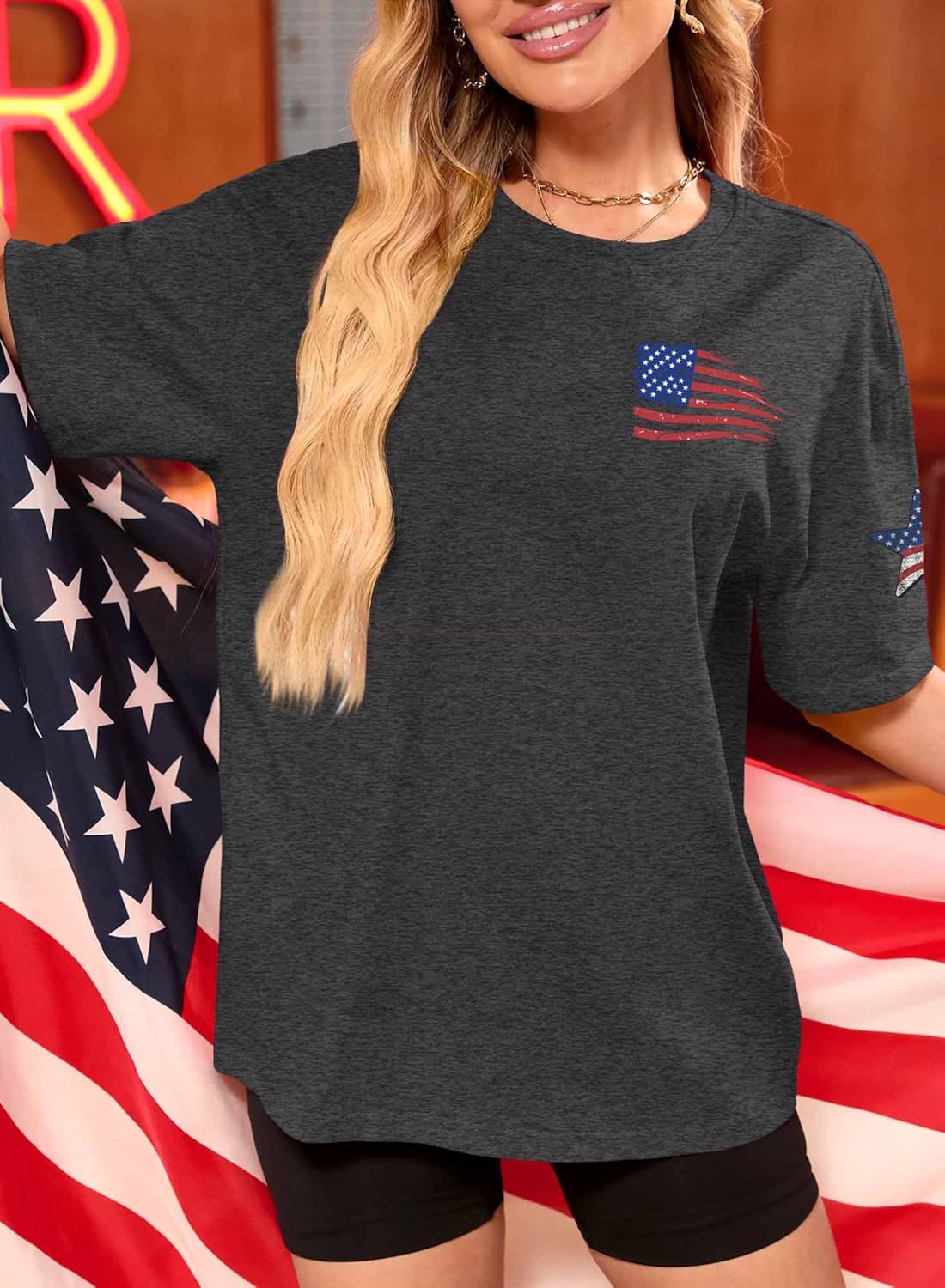 4th of July Oversized Patriotic T-Shirt