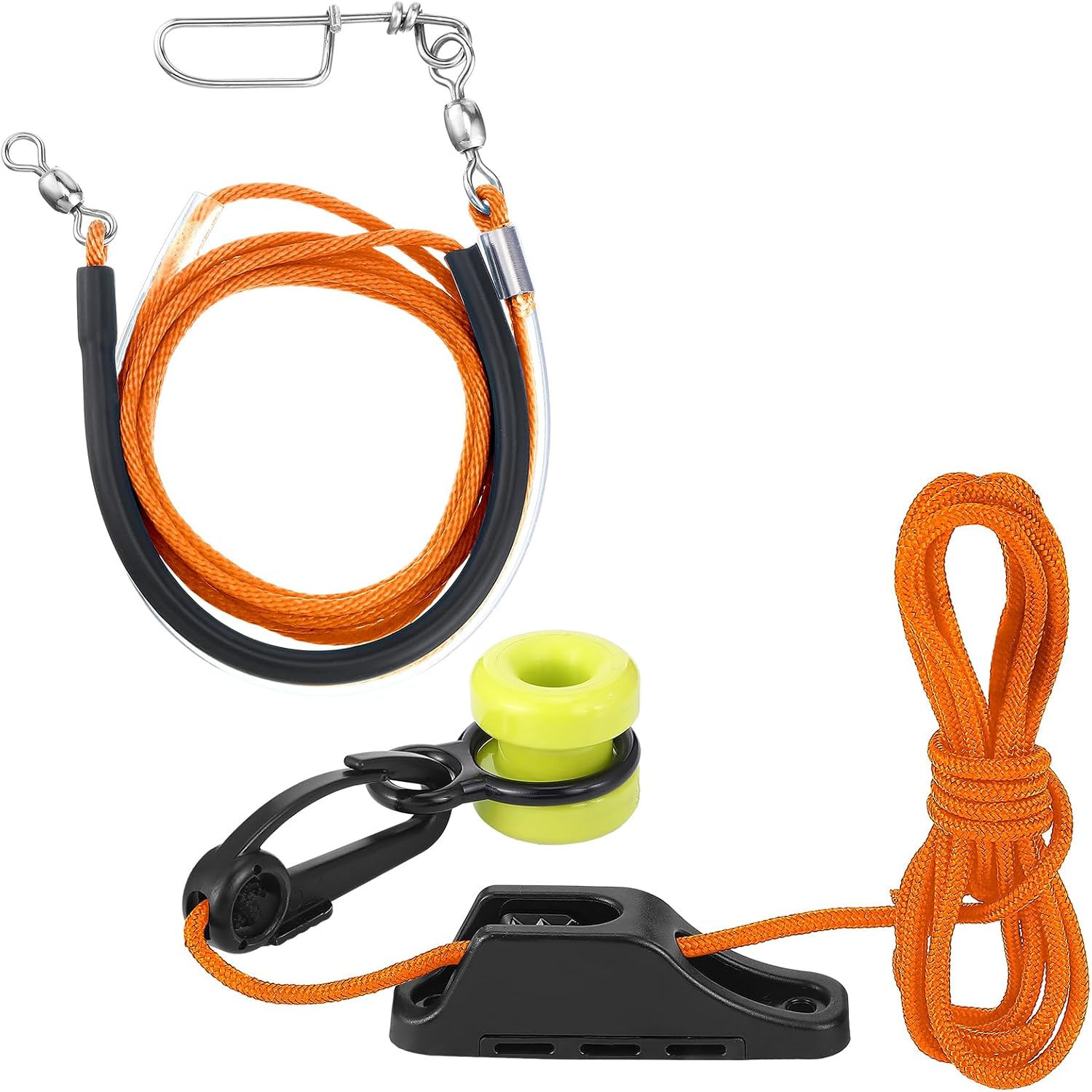 2 Pack Downrigger Weight Retriever Fairlead Cleat with 78 Inches Cord Downrigger Weight Snubber with Swivel and Snap for Trolling and Deep-sea Fishing Parts Accessories