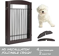 Vista 7 de Pawland - Puerta para perros de 96 pulgadas extra ancha para la casa, puerta, escaleras, puerta plegable de alambre independiente, juego de pies