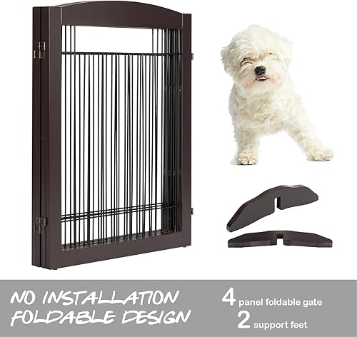 Miniatura 7 de PAWLAND Puerta para perros extra ancha de 96 pulgadas para casa, puerta, escaleras, puerta plegable independiente de alambre para mascotas, juego de