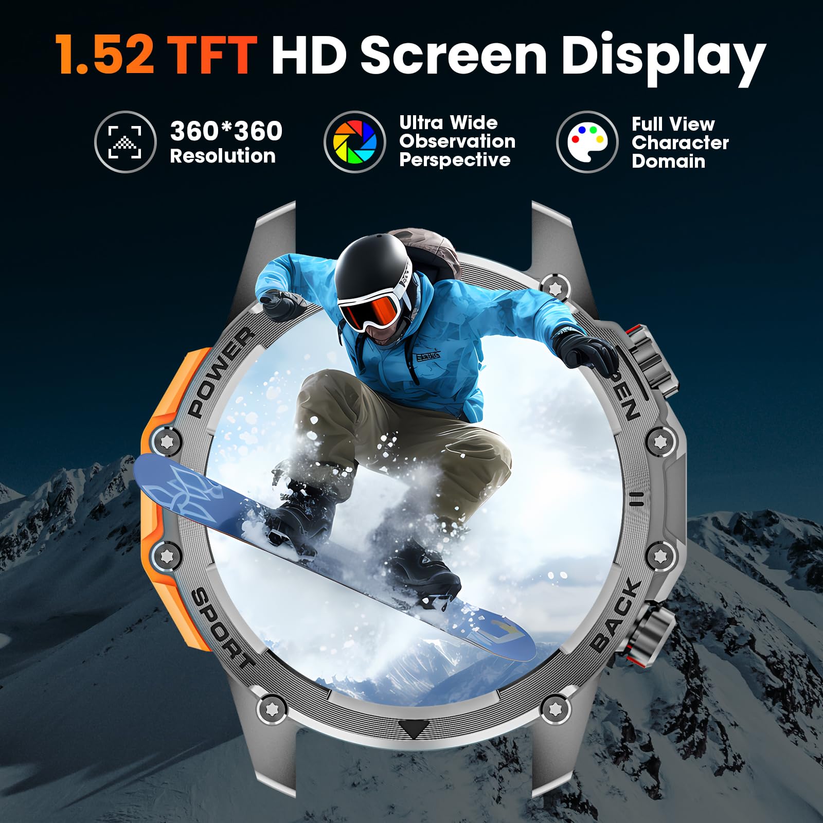 Hwagol Smart Watches for Men(Two Style Kits) Military Watch for Men with Heart Rate/Sleep Monitor/Calls/Notifications/100+ Sport Modes,1.52''HD DIY Screen Waterproof Step Tracker Sports Watch