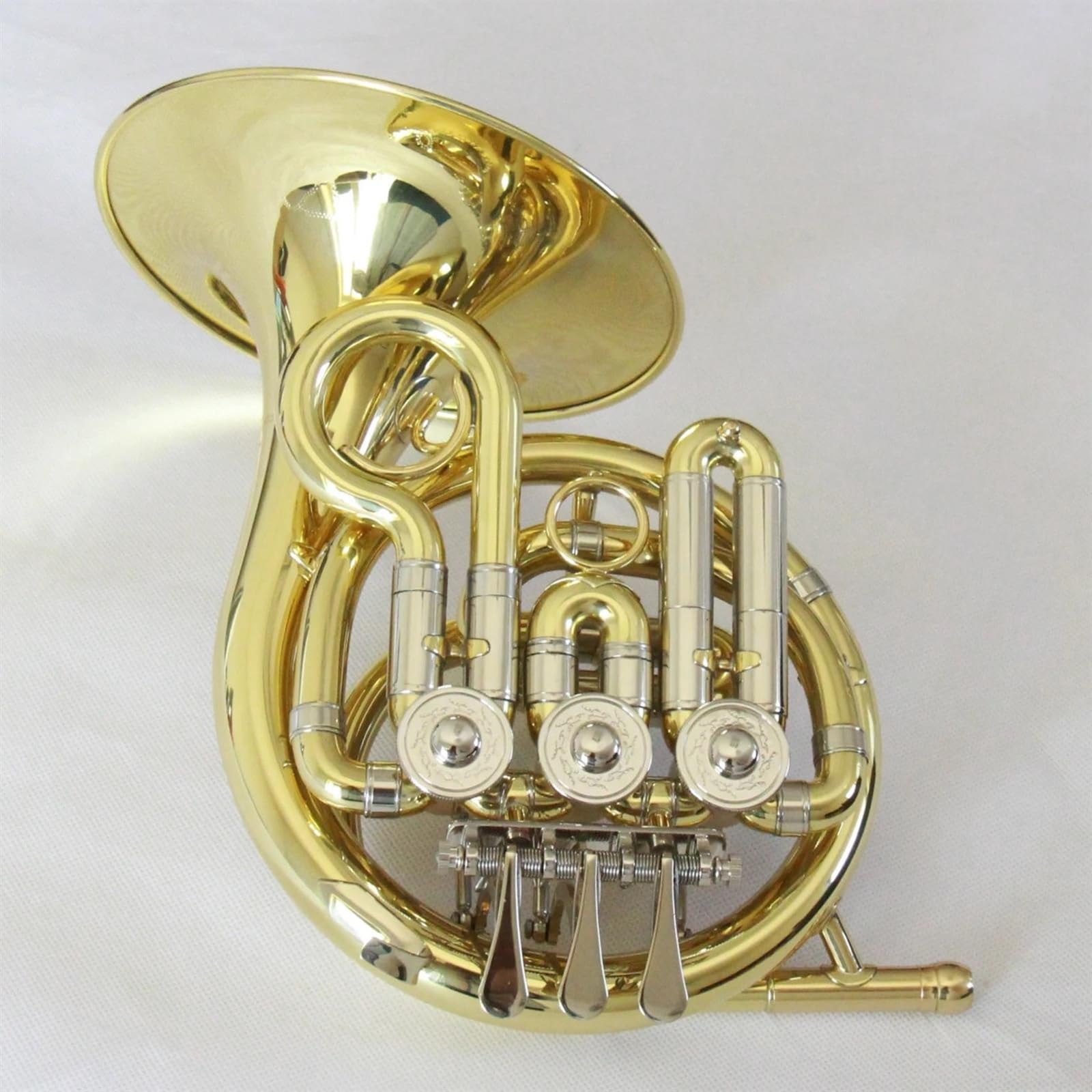 Cor Français Miniature Doré 4 Pouces Avec Support - Réplique D'instrument De Musique En Laiton - Cadeau Pour Musicien