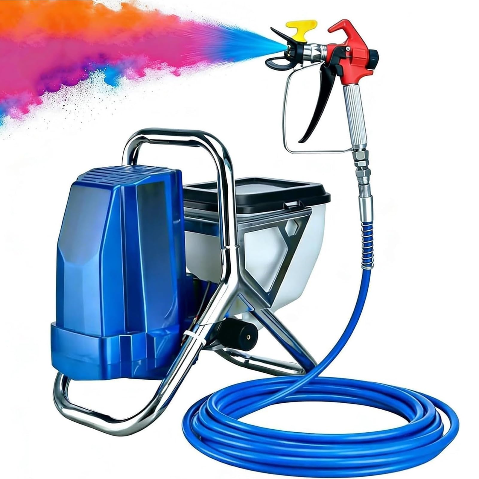 LYJIANGXIN 1800W Airless Paint Sprayer, High Efficiency Paint Sprayer Gun, Adjustable Pressure, with 5m Hose, for Home Interior & House Exterior DIY Painting Projects