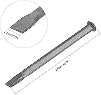 Vista 2 de uxcell Cincel de mampostería para roca de 9.8 pulgadas, cabeza de tallado plana, chorro de arena, acero al carbono medio para tallar piedra