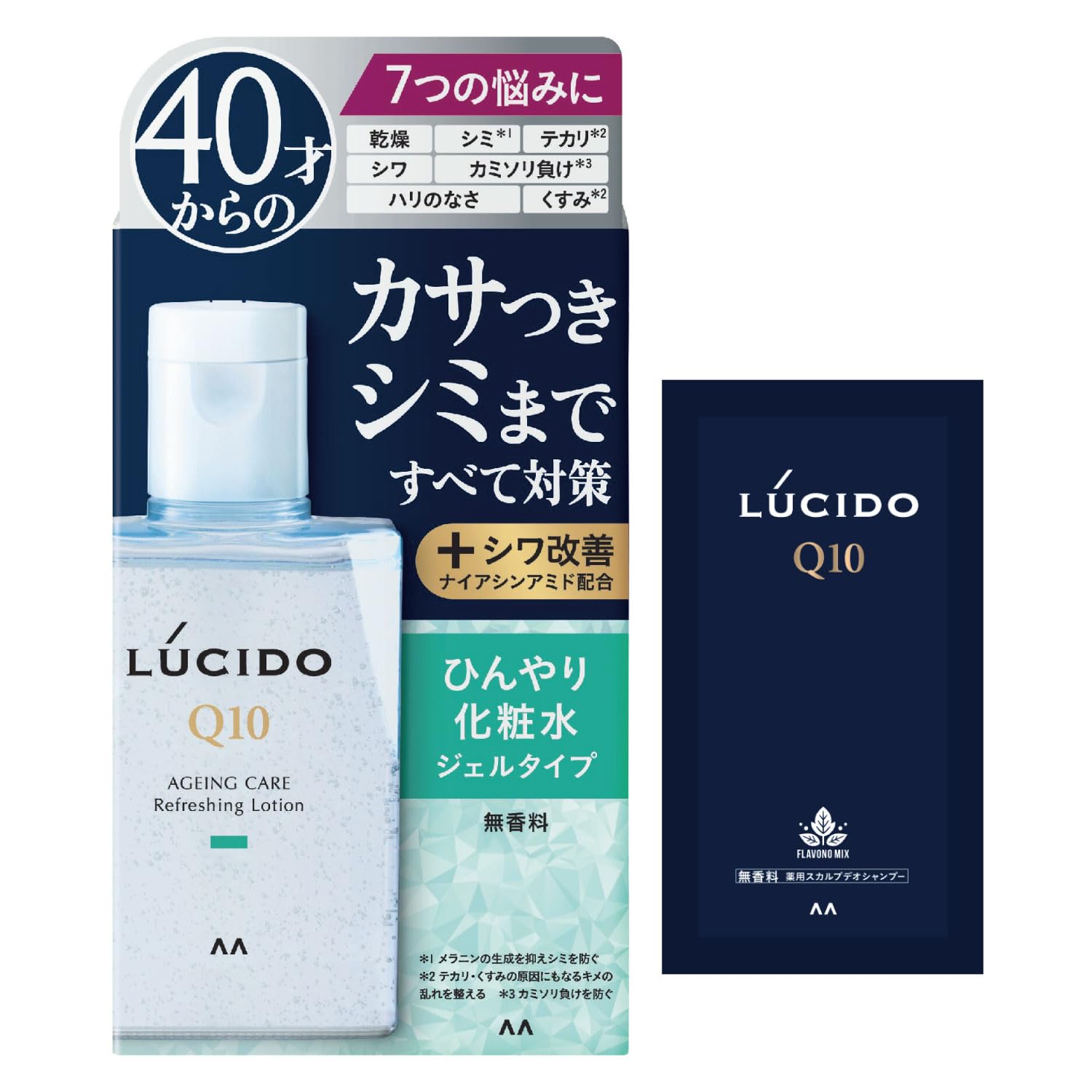 【Amazon.co.jp限定】 LUCIDO(ルシード) 【医薬部外品】薬用 トータルケアひんやり化粧水 メンズ スキンケア さっぱり 無香料 セット 110ml+サンプル付