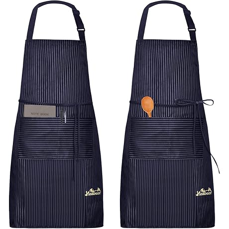 2 Pack Aprons Cooking Kitchen Waterproof,Adjustable Chef Apron with 2 Pockets for...