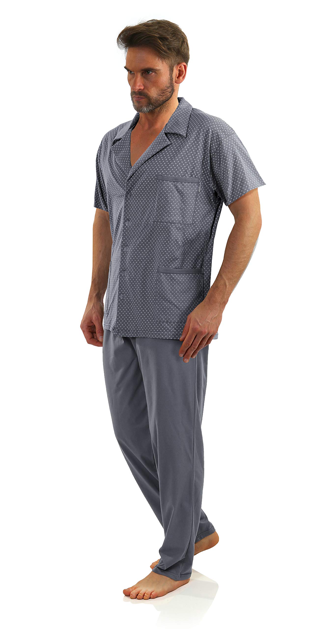 Sesto Senso Pijama Hombre Botones Verano Algodón Pantalon Largo Camisa Corto
