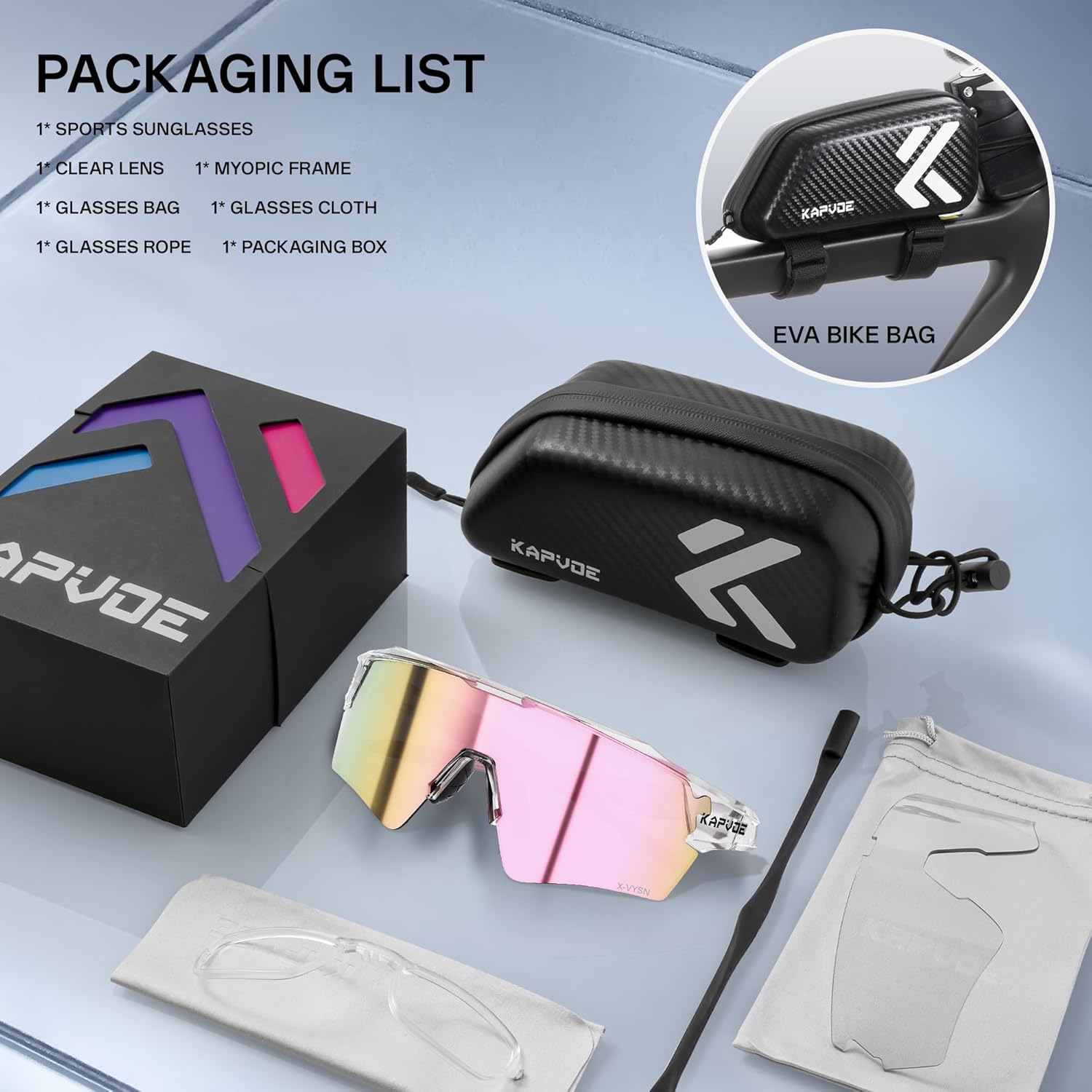 KAPVOE Photochromic Cycling Glasses Men Women Sport Sunglasses UV Protection Mountain Bike Glasses MTB Riding Running K198 - Image 2