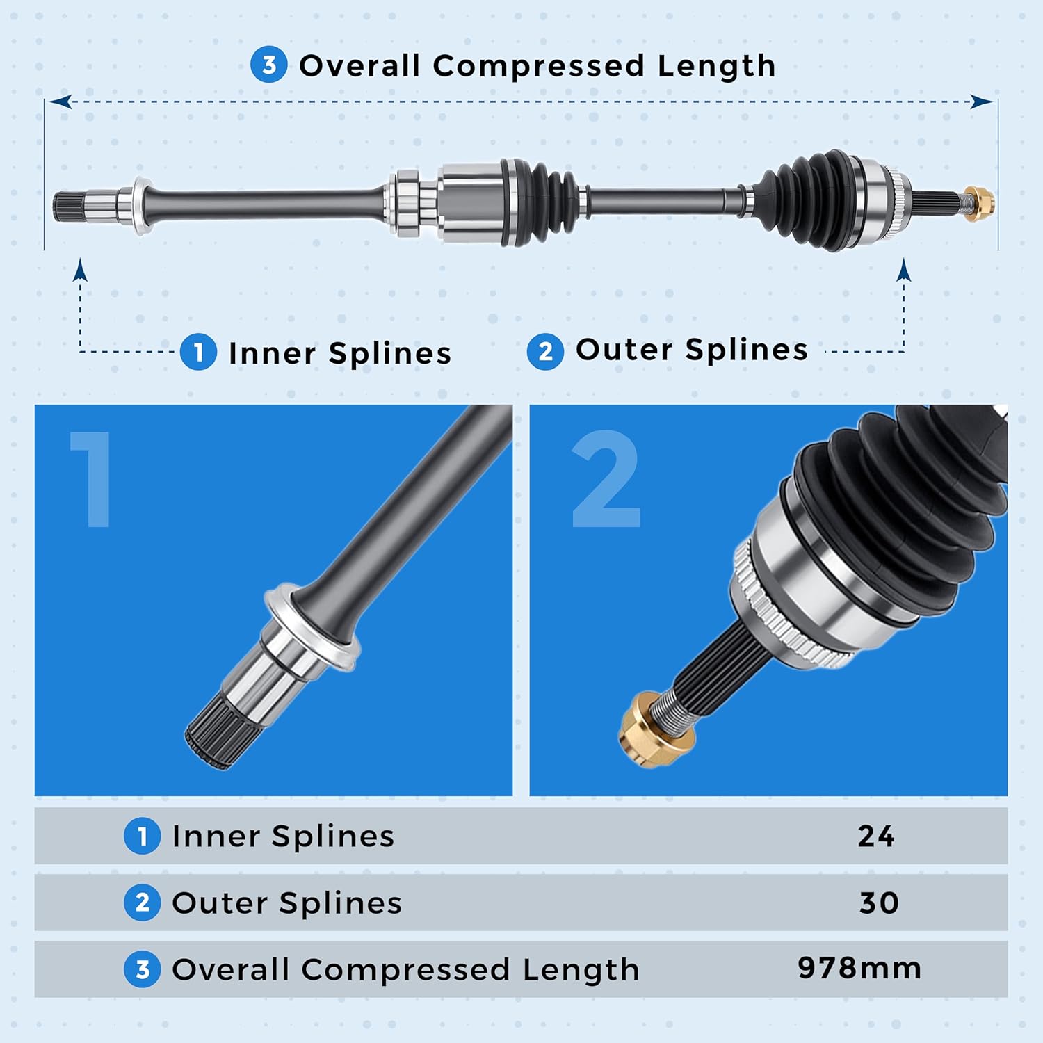 Front Right Passenger Side CV Axle Shaft for 2005-2012 Toyota Avalon for 2008-2011 Camry 3.5L V6