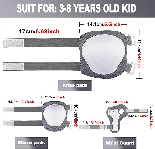 Miniatura 97 de Juego de rodilleras de protección para niños de 3 a 14 años, rodilleras y coderas con muñequeras 3 en 1 para patinaje, ciclismo, bicicleta, patinaje