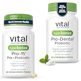 Hyperbiotics Vital Nutrients Gut & Oral Health Bundle – Pro-15 Digestive Prebiotics + Probiotics (60 Time Release Pearls) & Pro-Dental Oral Probiotics with BLIS K12 & M18 (45 Mint Tablets)