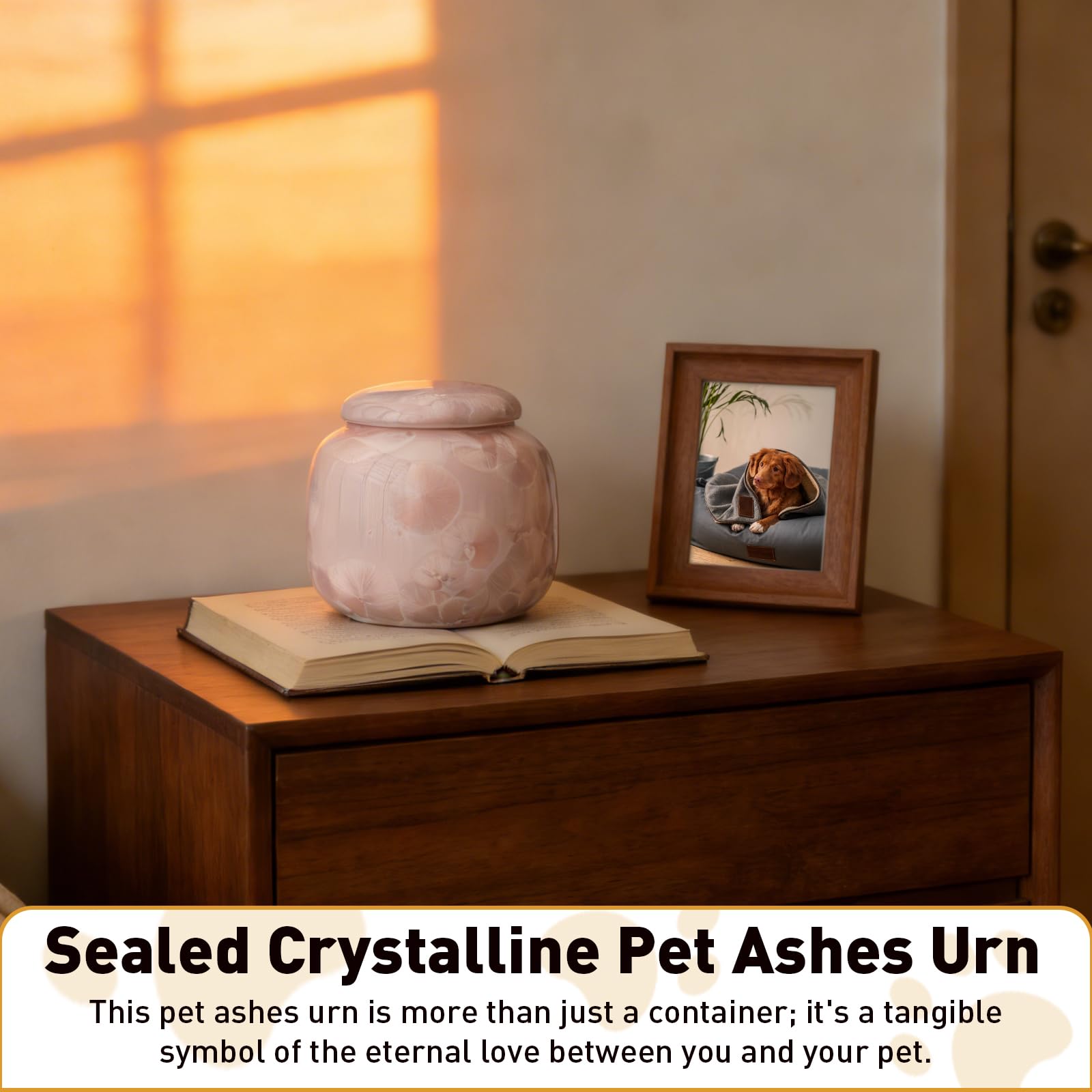 Urna para cenizas de mascotas para gatos y perros - Cerámica sellada con esmalte cristalino, recipiente conmemorativo y recuerdo de cenizas a prueba de humedad, ataúd para mascotas (Rosa)