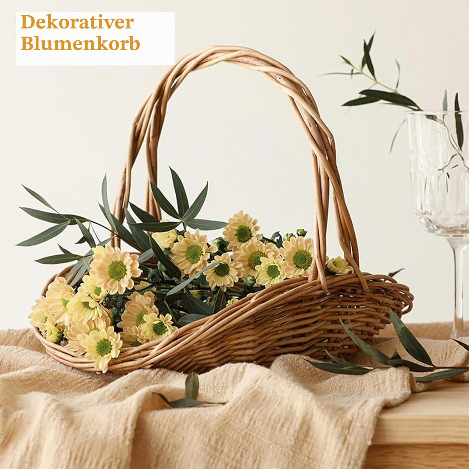 Rattan-Gartenkörbe mit Griff, Mini-Picknickkorb, Mehrzweck-Erntekorb, tragbarer handgewebter Weidenkorb, gewebte Körbe für Gemüse, Obst, 29 cm