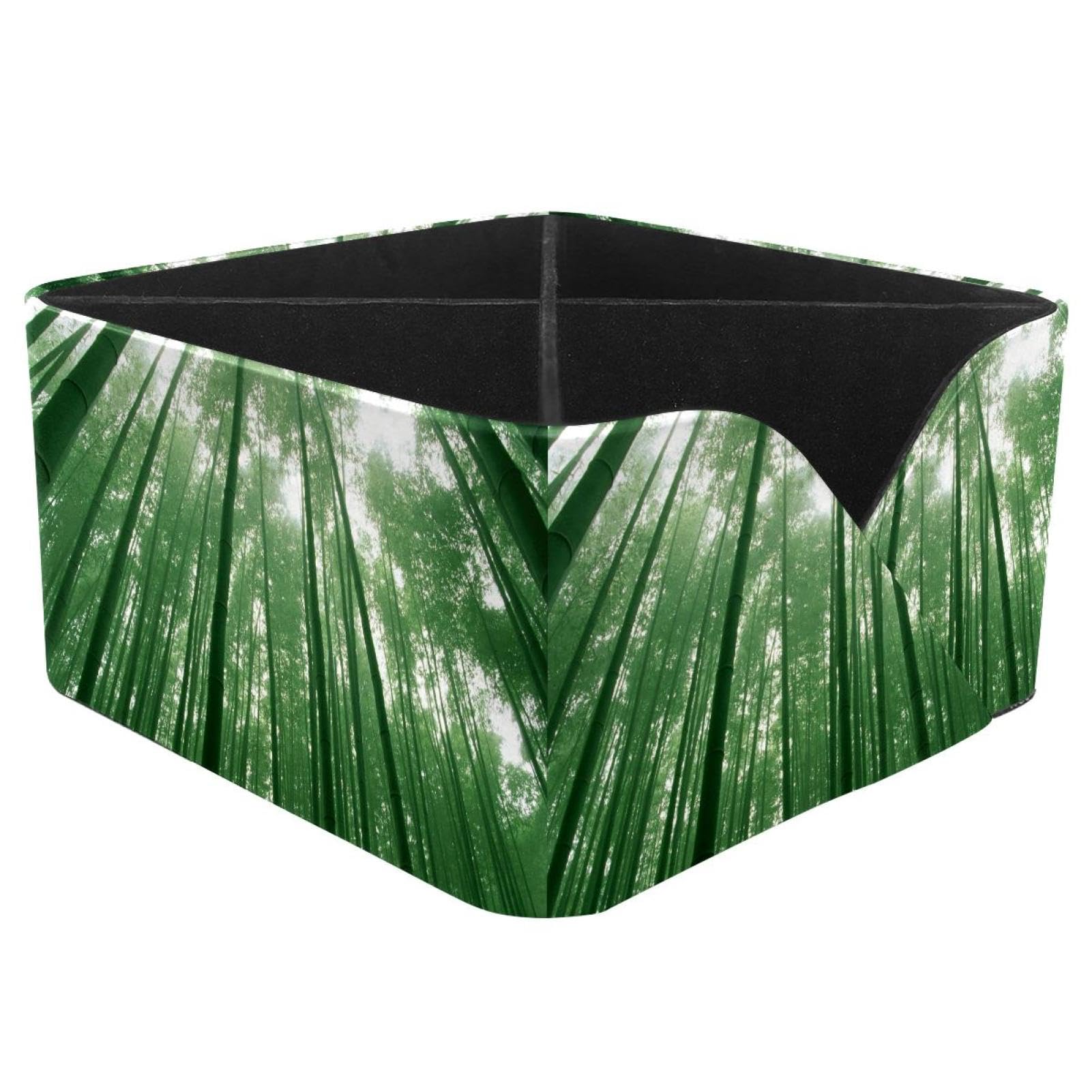 KengjuTesu Bamboo Forest Sunshine Desktop Organizer Pen Holder, Rectangular Pencil Cup for Office, Study and Makeup Stations