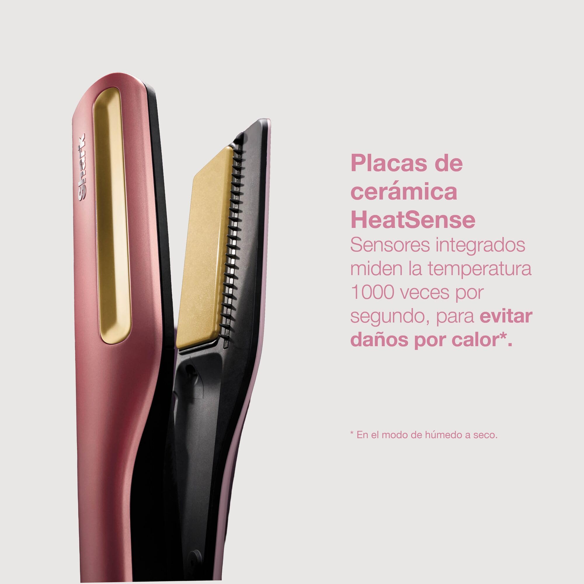 Shark SilkiPro Straight plancha y secador de pelo 2 en 1 con estuche resistente al calor - Pétalos de rosa [HT401EUPK]