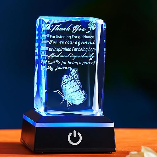 Miniatura 7 de Regalo de agradecimiento 3D de cristal con base LED colorida para mujeres, compañeros de trabajo, profesores, amigos, familia, regalos de Regalo