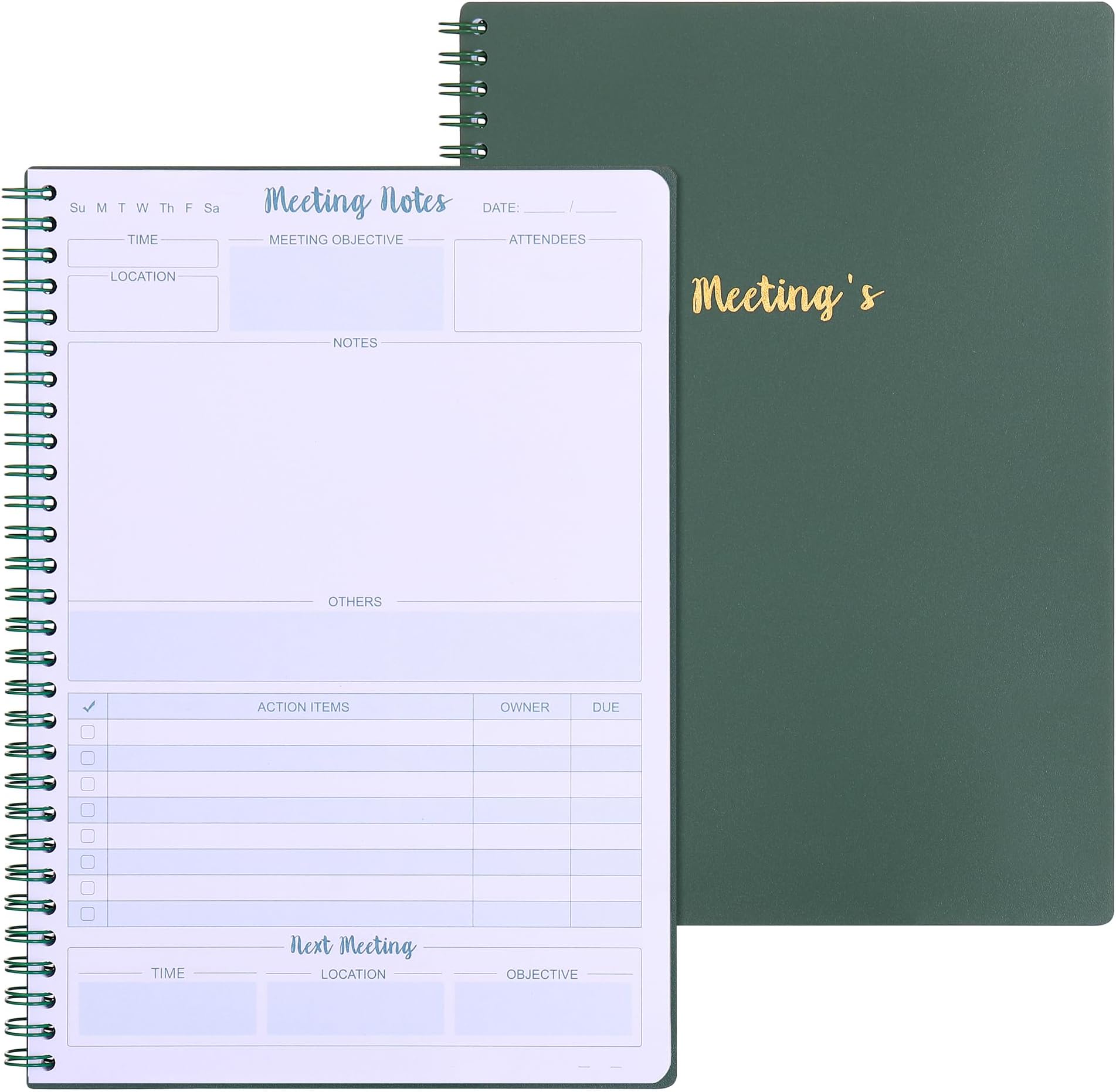SeQeSMeeting Notebook for Work - Perfect for Project Planning, Note Taking, and Agenda Organization - Durable, Professional, and Stylish - 120 Pages (7โx10โ) (Green)