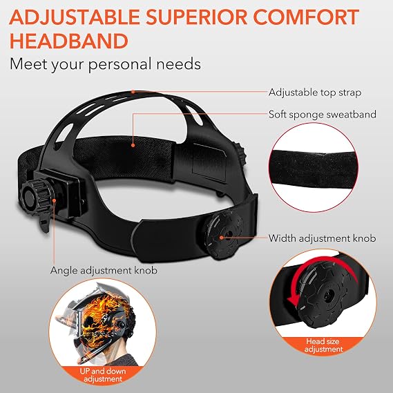 TRQWH Welding Helmet with Light True Color Auto Darkening Welding Helmets for Men Solar Powered Welding Hood with 2 Arc Sensor Wide Shade 4/9-13 for TIG MIG ARC Cool Welder Mask