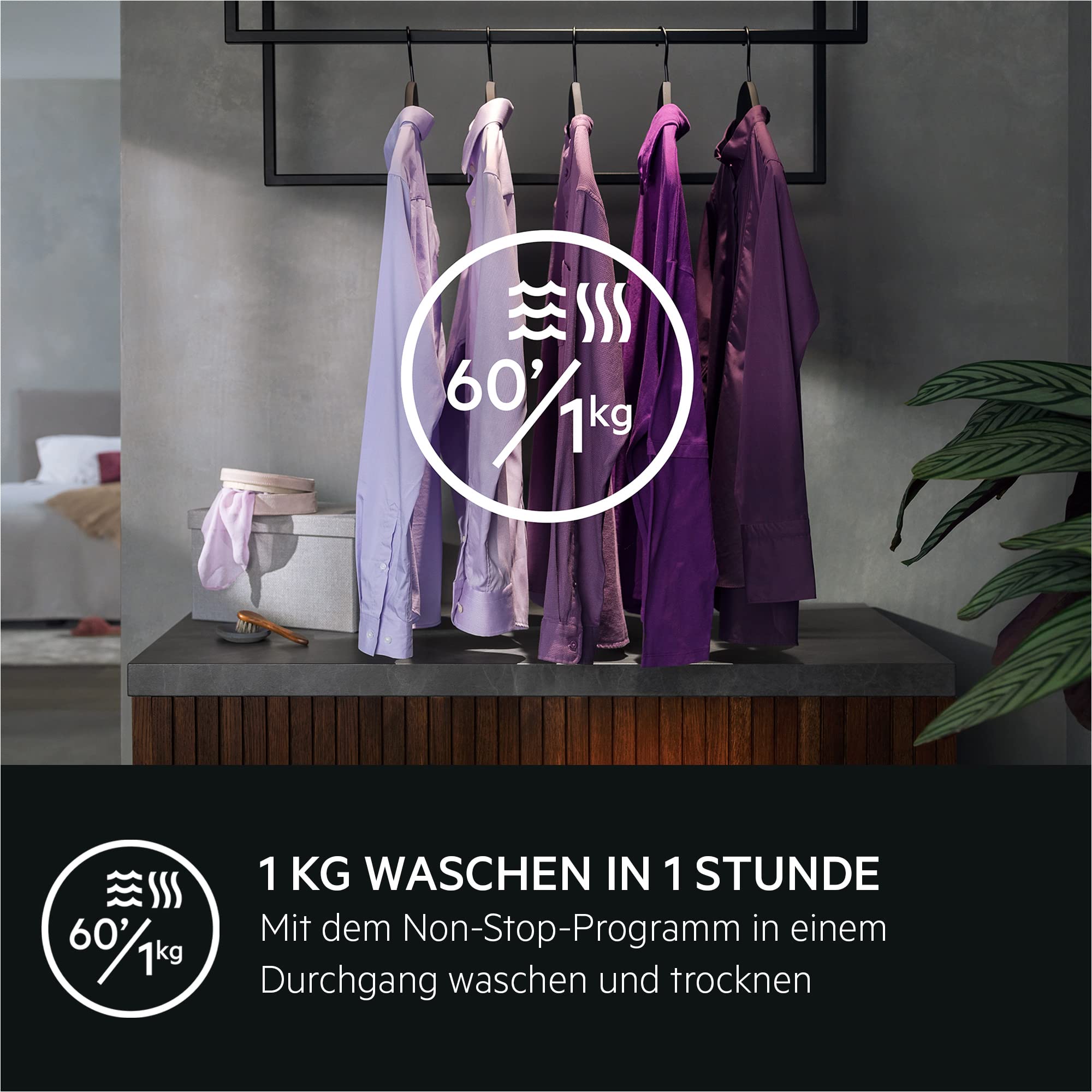 AEG Waschtrockner Serie 7000 ProSteam, 8 kg Waschen, 5 kg Trocknen, 1400 U/min, Inverter Motor, LWR7AMZ48WD