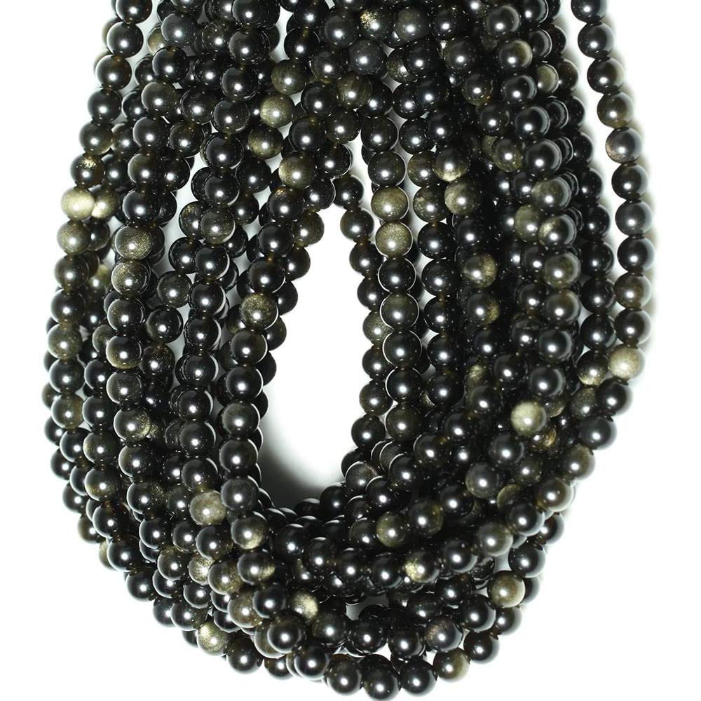 Genuine Golden Obsidian Beads for Jewelry Making Gemstone Semi Precious Stone Round 10mm Strand 15"(36-38pcs) — view 3
