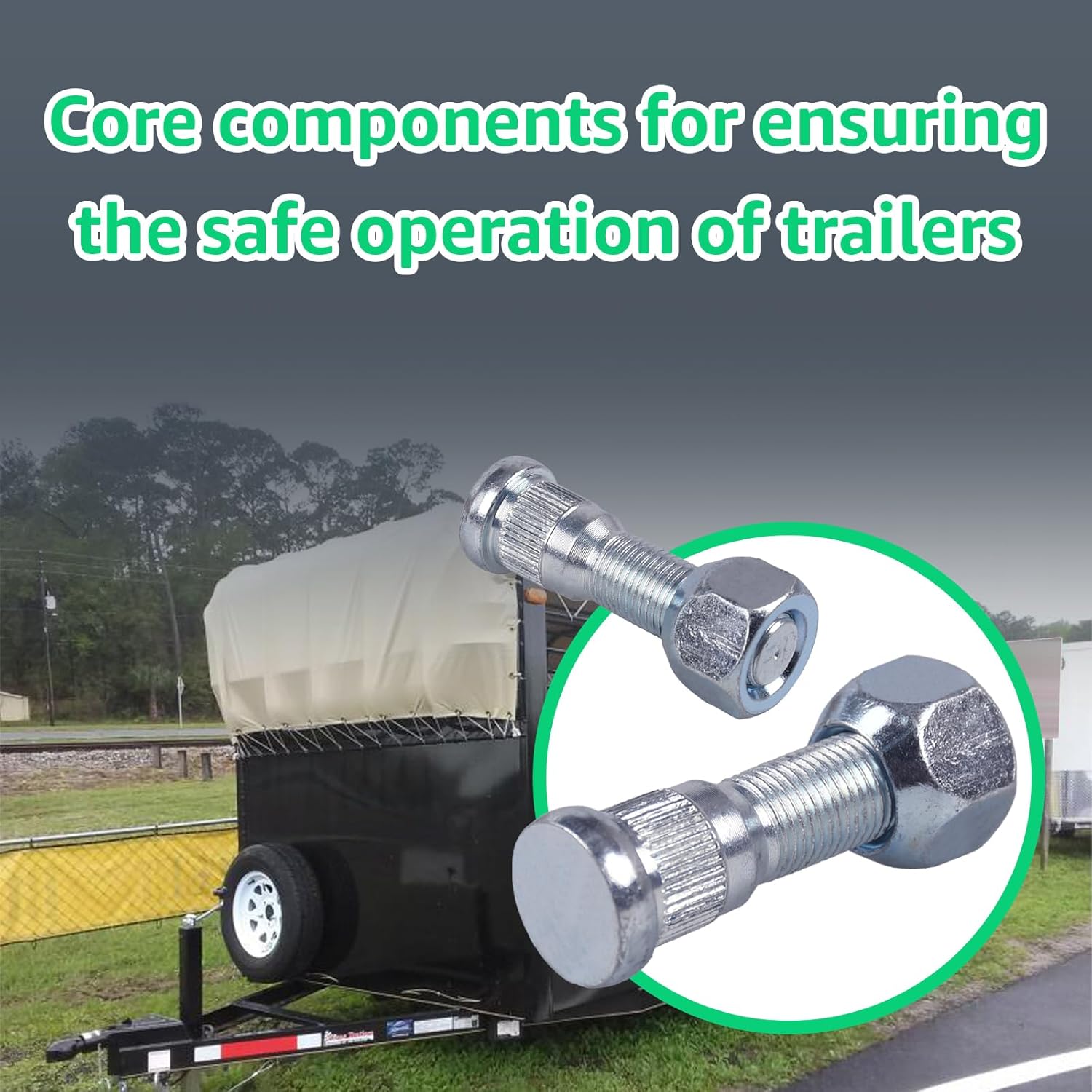 12Pcs 1/2"-20 UNF Wheel Studs with Lug Nuts for Trailer, 0.617" Spline & 0.77" Head, 2.2" Length Compatible with Lippert Axles 3500 lb, for Dexter Axles 4400 lb,Grade Trailer Wheel Studs