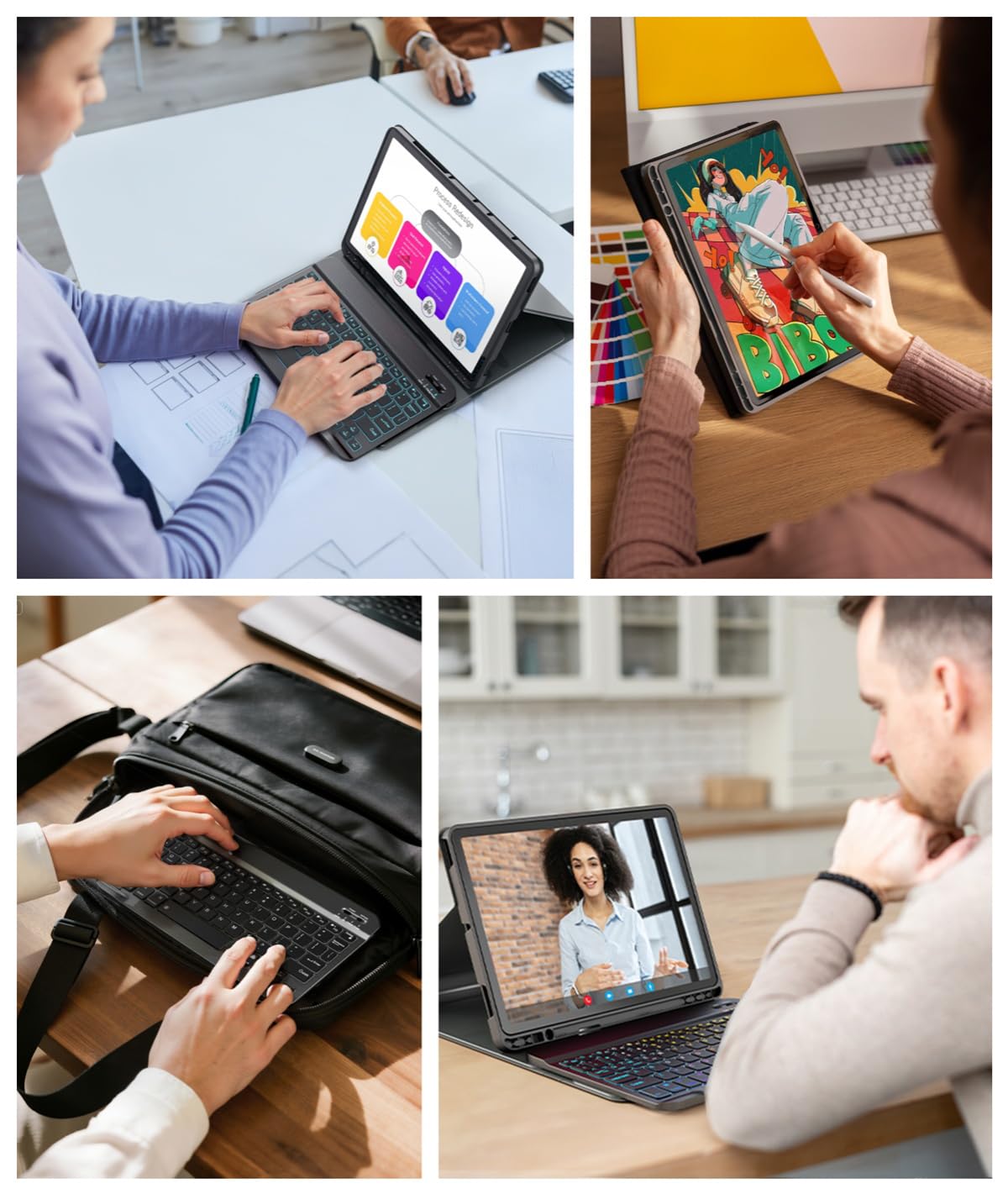 für Lenovo Idea Tab Pro 12.7 Zoll (2025) Hülle mit Kabelloses Bluetooth Deutsch (QWERTZ) Beleuchtete Farbige Tastatur und Maus,Farbige Hintergrundbeleuchtung Magnetisch Abnehmbar,Backlit Keyboard Case