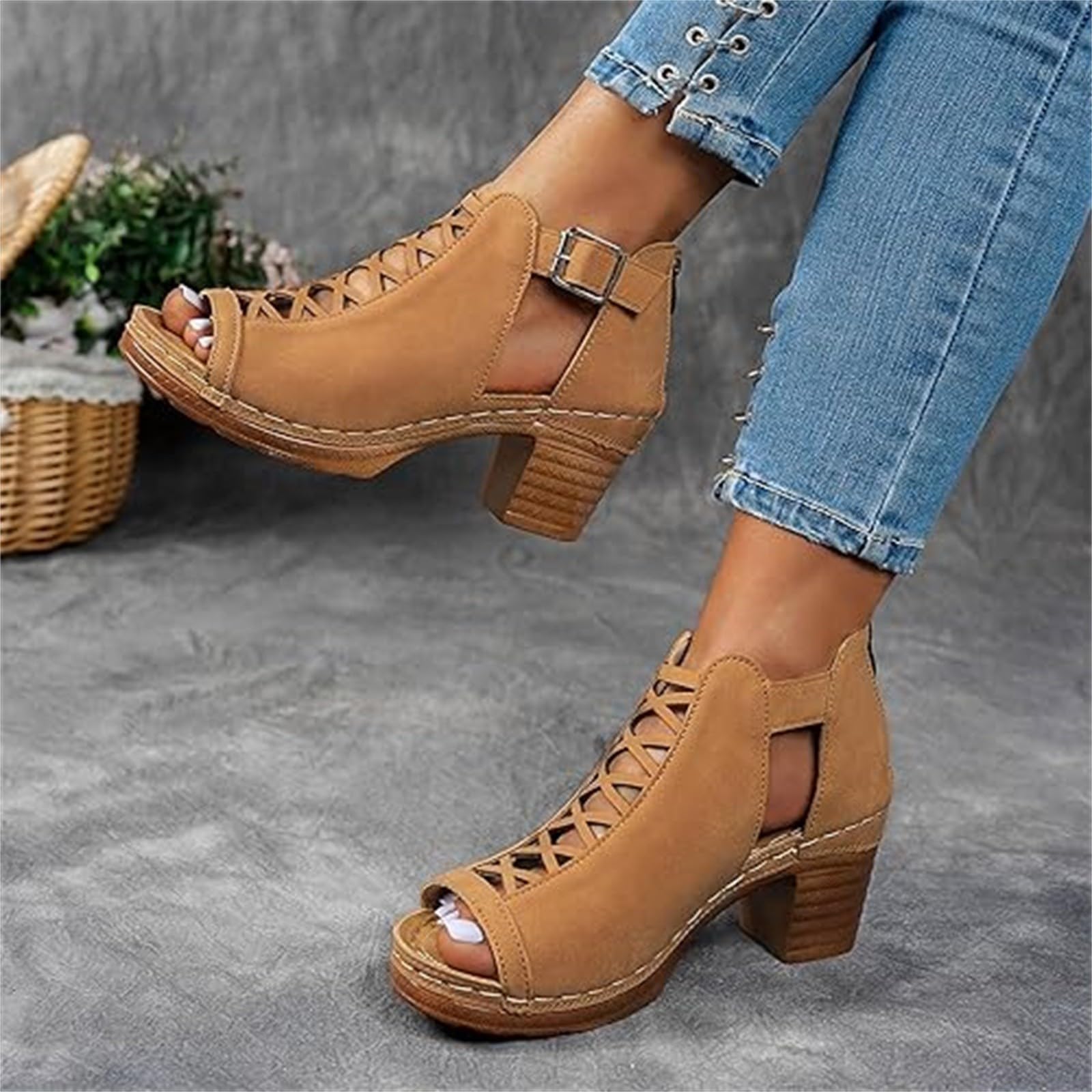 Sandali Donna Estive Zeppa Ortopedici Comodi Sandali estivi da donna con tacco largo con fibbia laterale scarpe e alla casual Estivi Scarpe Zeppa Estive