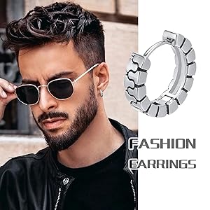 Amazon.com: 4mm Hoop Earrings for Men, Stylish Zipper