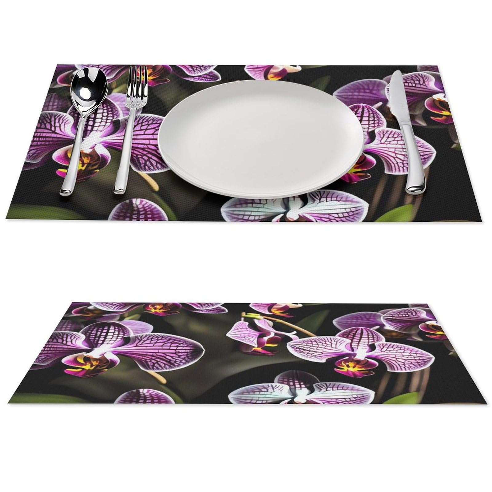 Sets de table orchidées violettes en PVC imperméable lavable pour table de cuisine