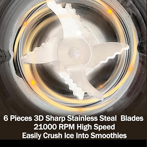 Miniatura 3 de Potente batidora de cocina, mezclador triturador de hielo, tarro de vidrio de 1.5 LG de 50 onzas, 6 piezas de cuchillas de acero inoxidable 304,