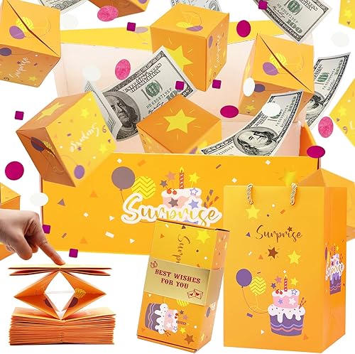 Caja de regalo sorpresa con explosión de dinero, caja de regalo única plegable de sobre rojo con confeti, caja de regalo de lujo de explosión en disponible en Yaxa Peru