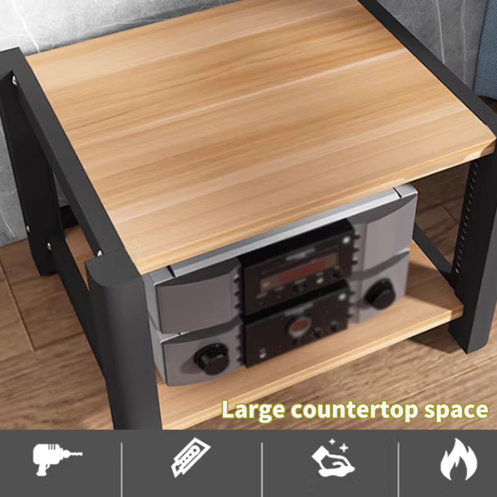 Rack audio HiFi, supporto per componenti stereo a 2/3/4/5 livelli, mobiletto in legno regolabile per casa/ufficio (rosso, 100 cm)