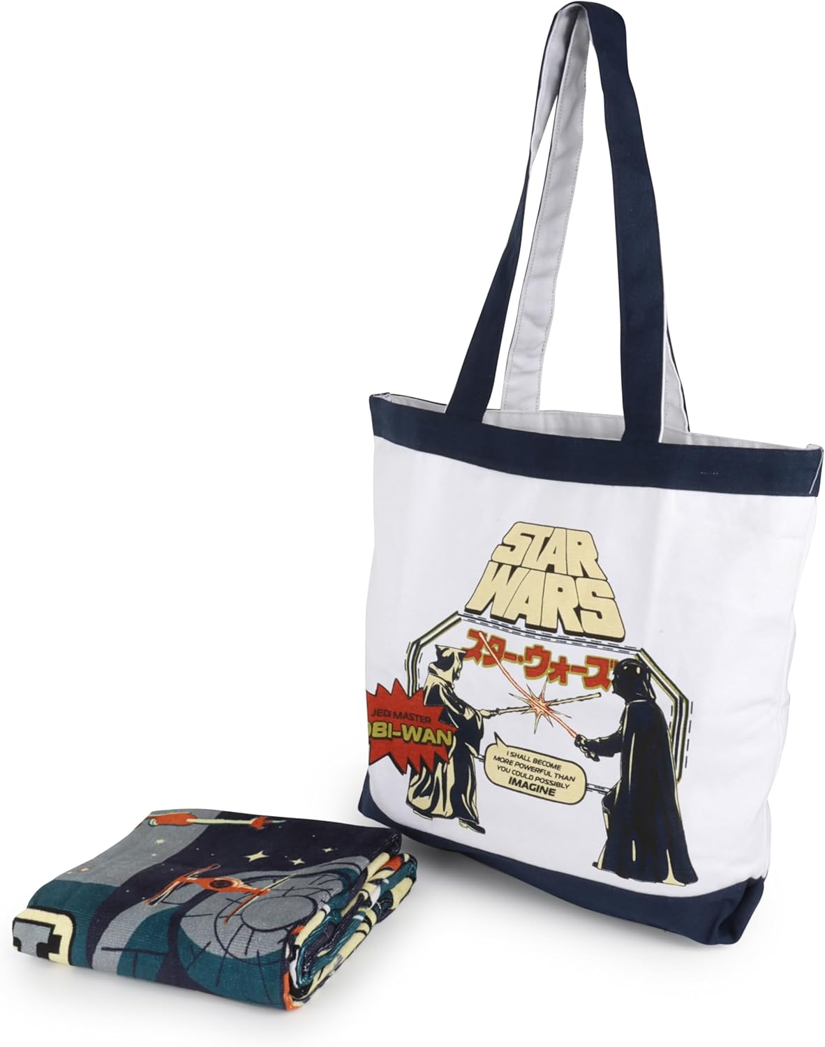 Jay Franco Beach Towel and Tote Bag Set - 16" x 14.5" Canvas Shoulder Handbag with 28" x 58" Super Soft Absorbent Bath Towel
