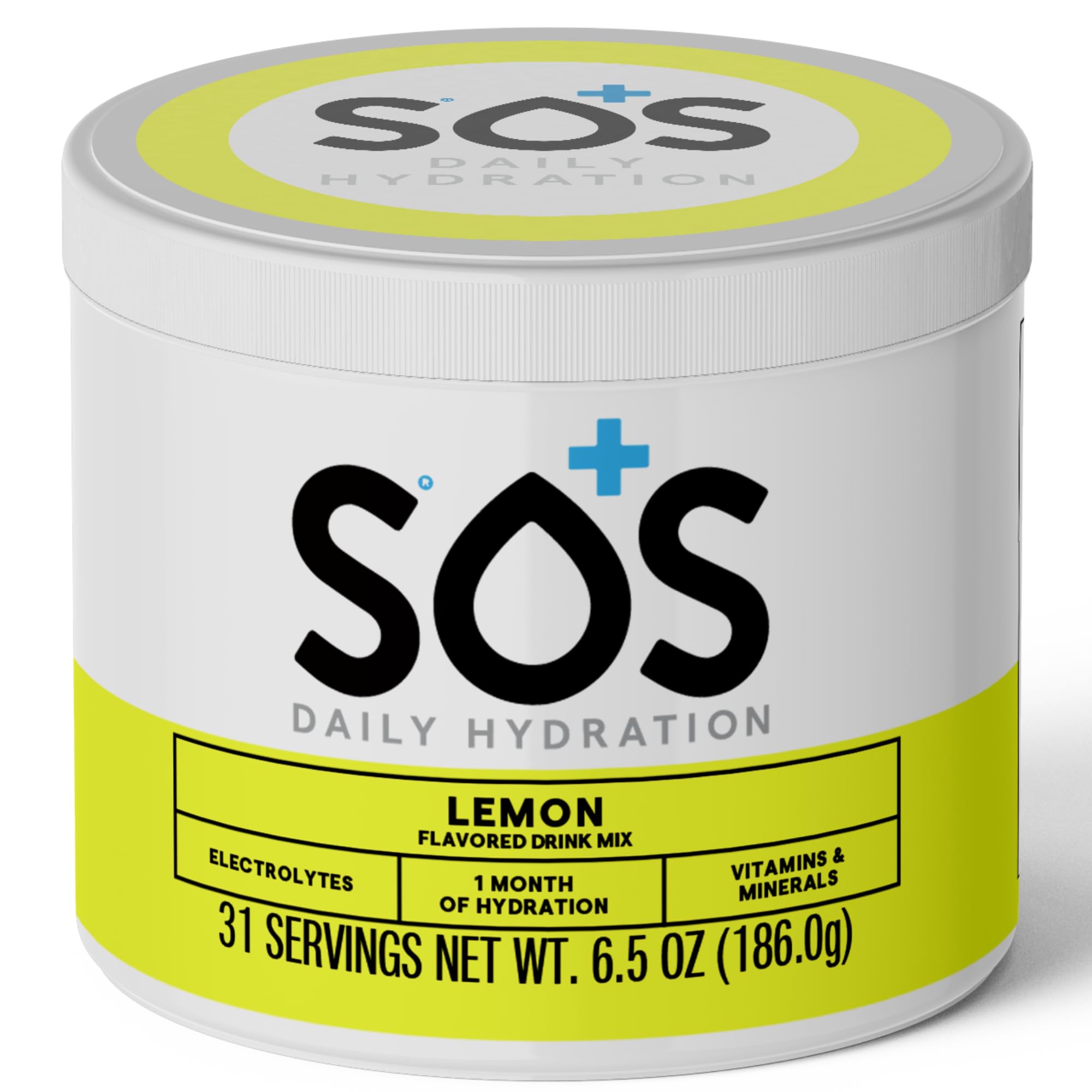 SOS Hydration Electrolyte Powder Drink Mix | Low Sugar | Rapid Rehydration | Keto Friendly | Lemon