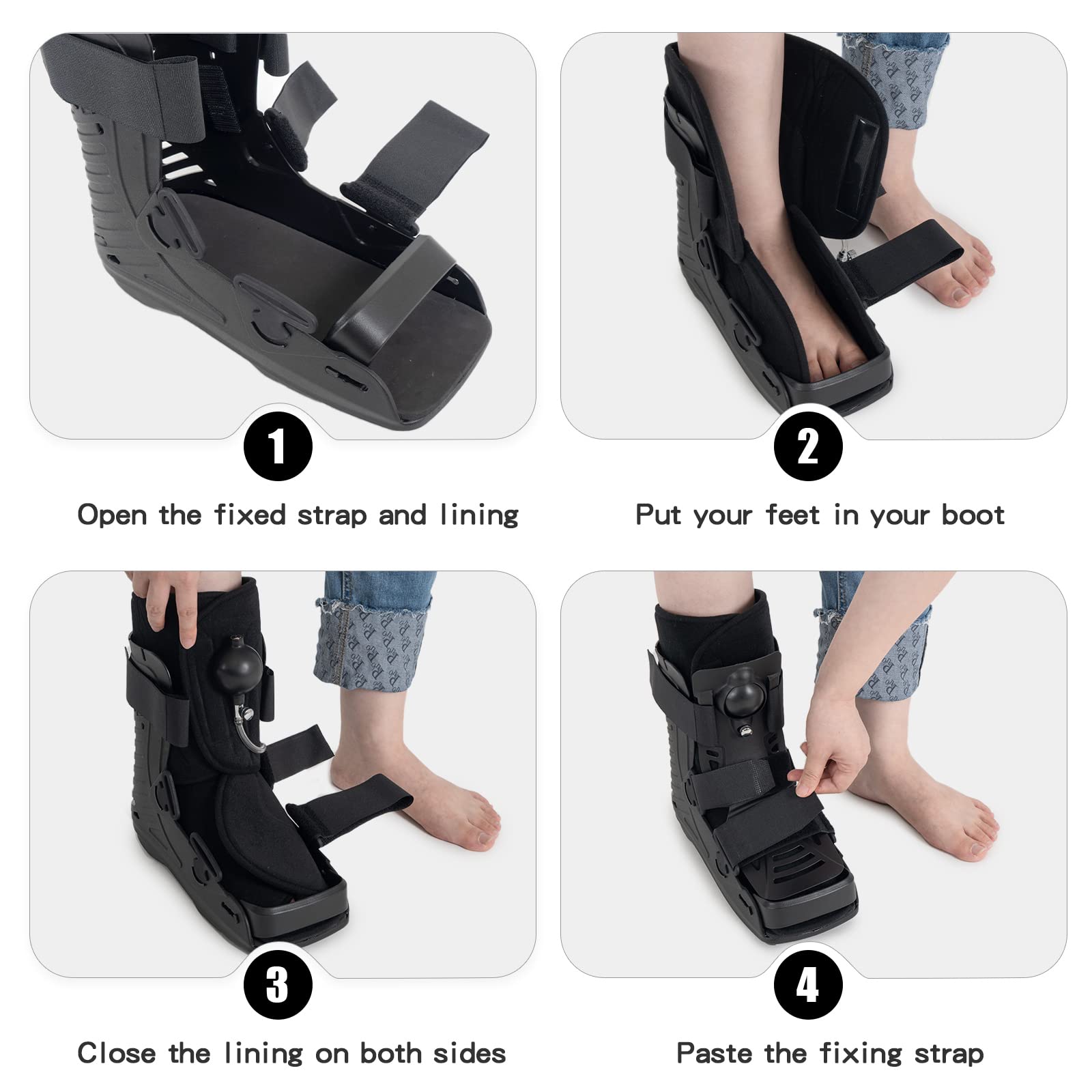 Medical Walker - Botas inflables para fracturas, botas ortopédicas para esguince de tobillo, soporte corto para lesiones del tendón de Aquiles en el pie roto (pequeño)